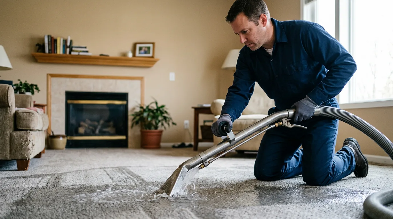Water damage restoration technician working near Farnhamville, IA